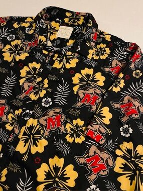 University Maryland Terps Hawaiian Tropical Floral NCAA Button Shirt 2XL